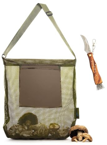 Glayent Kit per la Raccolta Dei Funghi Pezzi di Ricambio Accessori Borsa per Funghi e Coltello per Funghi con, Borsa Portatile per la Raccolta di Funghi Selvatici/Spugnole, Borsa per la Racco