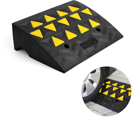 Rise Threshold Ramp, 49 x 37 x 15cm Wheelchair Ramp, Solid Rubber with Slip-Resistant Surface, 1134kg Load Capacity for Scooter Access, Power Wheelchairs, Doorways, Driveway, Motor Loading Dock Car