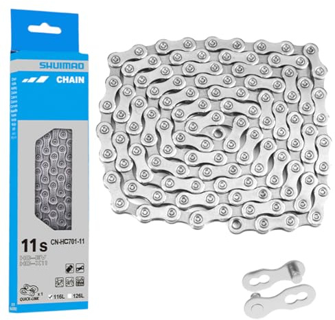 Chaine de Velo 11 Vitesses, Cycle RéGlable Professionnelle, Pratique 116 Maillons, Argenté Pince Derive Chaine Vtt, Compatible 11 Vitessesde Rechange y Compris, pour Vélos de Route de Montagne