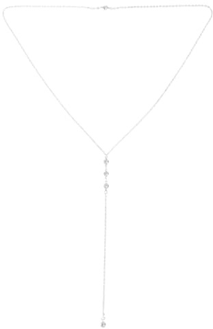 OUNONA Collar de Cristal Delantero y Trasero para Mujer Cadena Corporal Colgante de Bola Plateado Collar de Novia para Bodas y Fiestas Joyería Creativa y Elegante Cuello