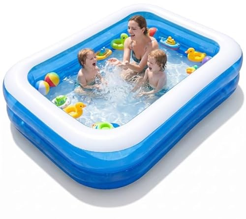 Molxss Inflatable Family Swimming Pool, Large Rectangle Kids Paddling Pool, Outdoor Garden Pool Easy To Inflate, Family Fun Lounge Pool, For Kids and Adults