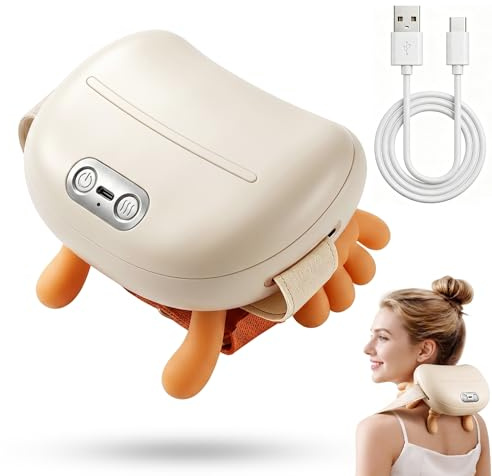 Massaggiatore cervicale con 3 Livelli di Intensità e 2 di Calore, Massaggiatore cervicale collo spalle e schiena senza fili, Batteria ricaricabile da 1800 mAh, Regalo per Uomo Donna