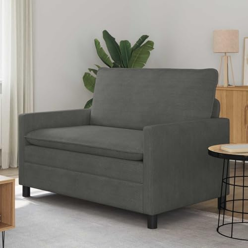 Augerqir Sofá gris oscuro de tela 126 x 81 x 87,5 cm con marco de metal, cojines de doble capa, funda extraíble, 2 plazas para salón y oficina, cómodo conjunto de tapicería con construcción robusta