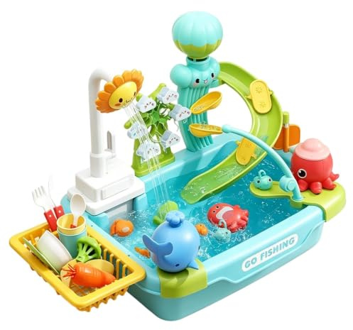 Station de bassin Splash pour tout-petits – Kit de système de circulation électrique, ensemble de jeu pour salle de bain, patio, jardin | Table de pulvérisation d'action de pompe de station de lavage