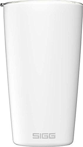 SIGG Neso Cup White Thermobecher (0.4 L), schadstofffreier und isolierter Kaffeebecher, Coffee to go Becher aus 18/8 Edelstahl, mit Keramik Pure Ceram Beschichtung