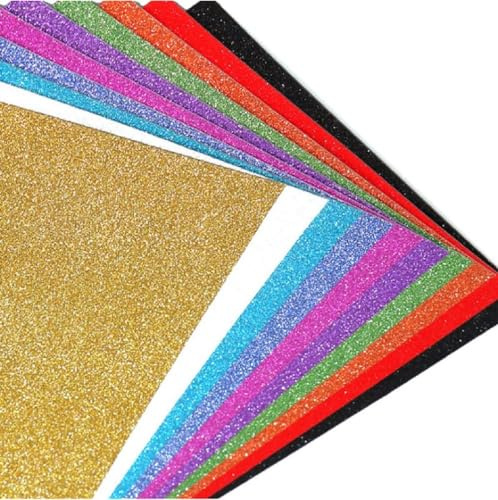 Namvo 15 st A4 glitterpapperskort, gnistrande 250 gsm glitterfärg kartong papper hantverkskort ark för gör-det-själv hantverk dekoration