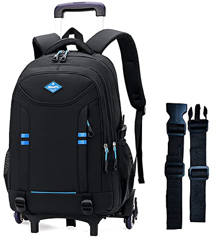 Rolling Backpack for Boys Elementary School Bag with Wheels Travel Trolley Bag 2 wheels and 6 wheels