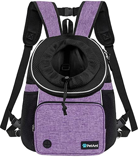 PetAmi Rucksack für Katzen und Hunde, verstellbar, belüftet, für Wandern und Camping, max. 6,8 kg, Violett