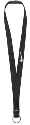 Nike Essential Lanyard – Schlüsselband mit Clip – Sport Lanyard für Schlüssel & Ausweis, Black/Black/White, One Size