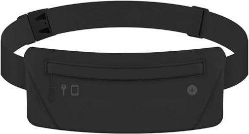 Ceinture de Course avec Sac Banane de Sport - Sac de Téléphone Portable Unisexe Réglable avec Prise Casque pour Salle de Sport, Jogging, Cyclisme, Escalade, Randonnée (Noir)