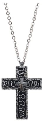 Qiebenav Kette mit Anhänger Jungen Kinder Halsschmuck,Kreuzförmige Charakter-Ten-Halskette mit geheimem Fach – Antique Cross Pendant Necklace (A)
