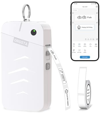 ORGSTA S001 Etichettatrice Etichette Adesive Stampante Bluetooth Mini Termica Portatile Stampa Printer per Casa Ufficio, Scuola, Giocattolo Regalo di Compleanno e Natale Personalizzate Lable Maker
