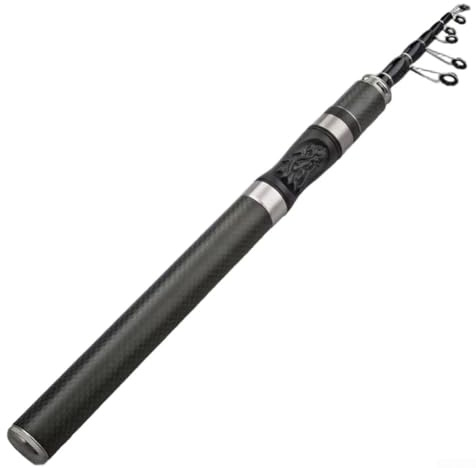 Telescopic Fishing Rod with Ultra Short Length and Strong Glass Fibre Material Suitable for Various Fishing Situations (1.65M BlackA)