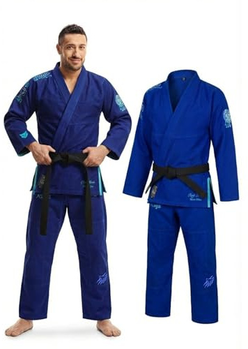 X RAGE Lion King Lightweight BJJ Gi – Unisex Jiu Jitsu Kimono – Durable, Tear-Resistant Training & Competition Gi (BLUE, A0)