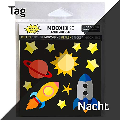 MOOXIBIKE I Sticker Astronaut blau reflektierend, für Cargobike, Lastenrad, Fahrrad, Scooter, Roller & Helm, auch für Rennrad, Trekkingrad, Fixie, Mountainbike, Hollandrad, Citybike, Rollator & E-Bike