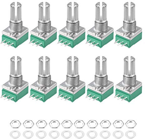 sourcing map 100KOhm Variable Résisteur Film Carbone Rotatif Simple Cône Potentiomètre, 10Pcs