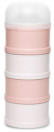 Suavinex, Boîte Doseuse de Lait en Poudre, avec 4 compartiments et bec verseur. Rose