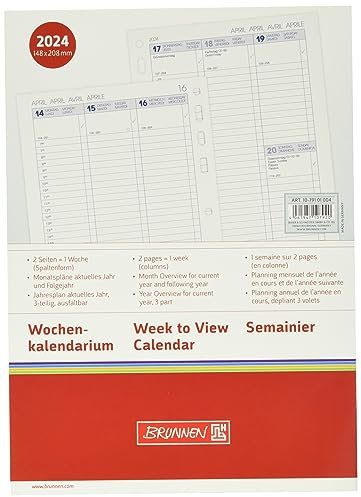 BRUNNEN Wochenkalendarium BUSINESS 2024 2 Seiten = 1 Woche A5 weiß