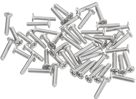 sourcing map M1.4-0.3 x 6mm Flat Round Head Screws 304 Stainless Steel | 100Pcs, Phillips Drive Machine Screws Hardware Fastener for Furniture Connection