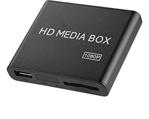 1080P Full HD Digital Media Player, HDMI Media Player Box mit Fernbedienung, Digital Signage Media Player Unterstützt USB MMC RMVB MP3 AVI MKV (EU-Stecker)