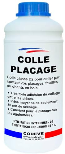 Colle Placage Bois - Codeve Bois - 1 - Intérieur - Pour L'assemblage Par Contact De Votre Placage, Feuille Ou Chant En Bois.