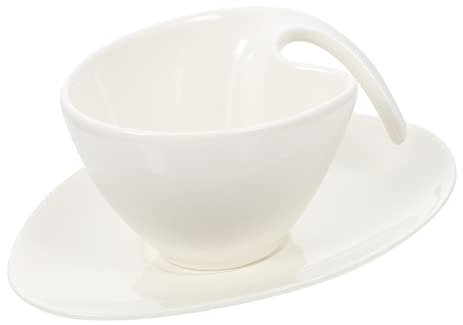 Cabilock Set Di 2 Tazze Da Latte in Ceramica Con Piattino Per Espresso E Cappuccino Con Forma Speciale