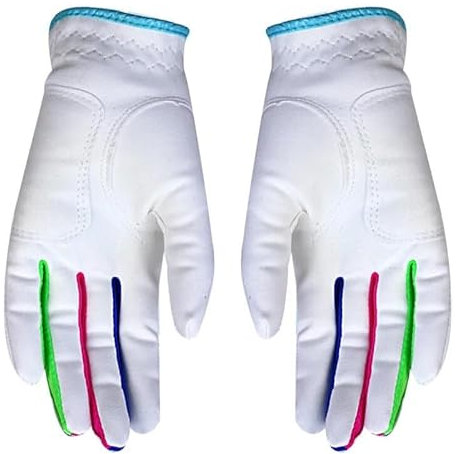 WANGBINGXING Golfhandschuhe Jungen Mädchen Outdoor Sport Tuch Golf Handschuhe Atmungsaktive Anti-rutsch Handschuhe 1 Paar 2 Farbe Weiß Rosa for Kind Golfhandschuhe Damen(White,15)