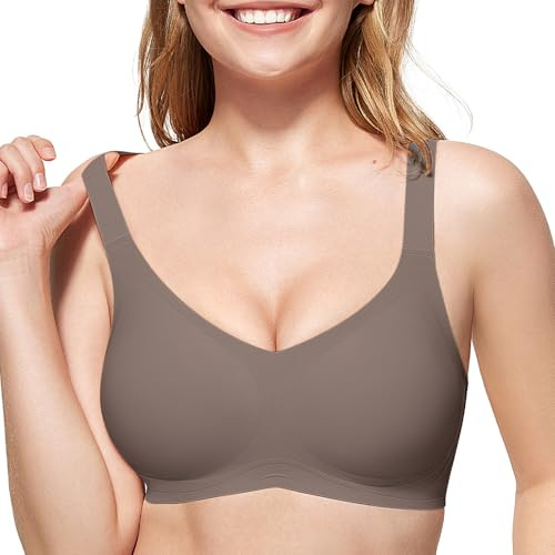 JoliComfy Reggiseno Senza Ferretto Reggiseni Donna Push Up Senza Cuciture Comodo Morbido Bonus Allunga Reggiseno(Grigio,L)
