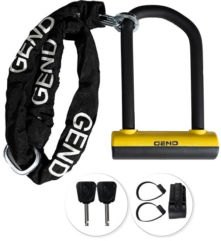 GEND Heavy-Duty Anti-Theft Bike Lock with 16.2 mm Hardened U-Lock & 3 ft Chain, Cut-Resistant Bicycle, Motorcycle, Scooter, E-Bike Lock, Weather-Resistant, Lighted Keys, Mount Bracket