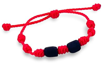 SIFRIMANIA 7 Knots Azabache Protection Red String Bracelet for Newborns, Adjustable, Waterproof with Genuine Jet Stones Againts Evil Eye (Red)