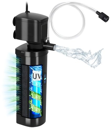 Tararium 760L/h Aquarium Internal Filter with 5W U-V Light, Submersible Water Pump for 80-300 Litres Tanks – Enhanced Water Clarity for Freshwater, Saltwater & Turtle Aquariums, Ultra-Quiet Operation