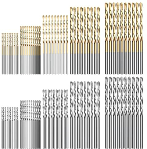 100PCS Mini Twist HSS Drill Bit Set 1mm/1.5mm/2mm/2.5mm/3mm, Micro Precision Model Maker Drill Bits, Titanium Coated Small Drill Bits for Model Making Soft Metal Jewelry DIY Crafts Drilling Holes Wood
