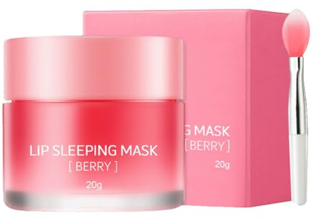 Lip Sleeping Mask, Lip Mask Overnight for Soft, Smooth Lips | With Camellia Oil & Strawberry Extract, Non-Greasy Moisturising Lip Care
