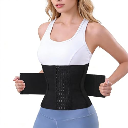 EOAMGO Waist Trainer for Women, Underbust Shapewear Corset for Instant Tummy Control, Double-Compression Waist Cincher for a Slimmer Silhouette (Black, XS)