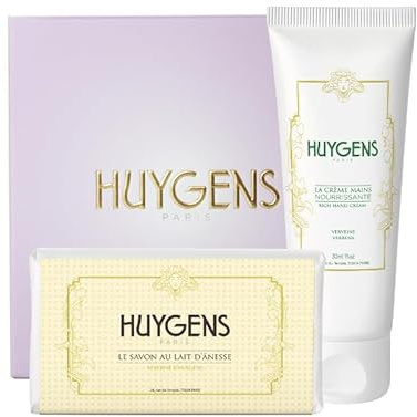 HUYGENS Cofanetto Duo Verbena Bio, sapone al latte d'asina e crema per le mani, tutti i tipi di pelle, 100 g + 50 ml