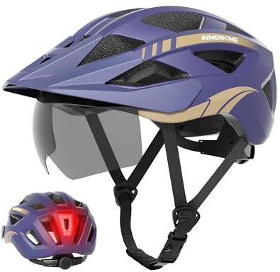 InnerKing Adult Bike Helmet Rear Light & OTG Magnetic Goggles for Men Women