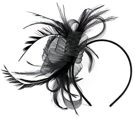 Fascinator Damen Hut Vintage Brautschleier Hochzeit Haarschmuck Feder Kopfschmuck Schleier Bankett Mesh Hut Karneval Haarspangen Elegant Haarclip Fasching Haarklammer Haarreif für Cocktail Tea Party