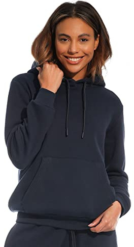 Light & Shade Women's Hooded Soft Touch Ladies Loungewear Hoodie Sweatshirt Top, Navy, S