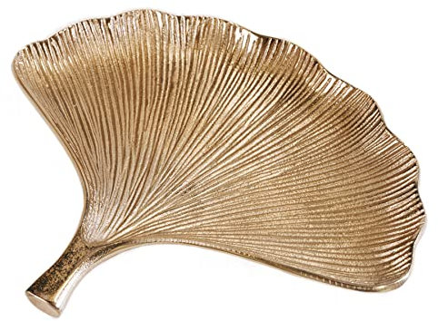 riess-ambiente.de Dekoratives Schalen 3er Set GINKGO 28cm gold handmade Metall