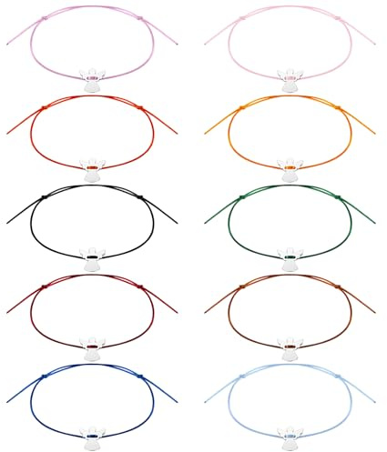 Tenare Set de 10 Pulseras de Ángel de la Guarda Ajustables Brazalete de Ángel de Amistad Pulseras con Amuleto de Suerte de Colgante de Ángel para Regalos Parejas Amante Día de San Valentín Navidad