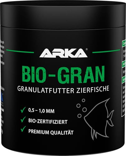 ARKA Bio-Gran - Nourriture pour Poissons de Haute qualité à Base de matières premières certifiées Bio, favorise la Croissance et Les Couleurs des Poissons dans Tout Aquarium d'eau Douce