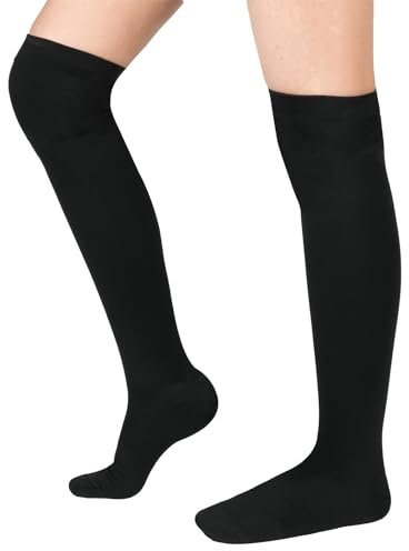 ACWOO Thigh High Compression Stockings for Women & Men, 15-21mmHg Graduated Stockings Support, Closed Toe Compression Stockings for Edema, Varicose Veins, Flight, Nurses, Running, Pregnancy