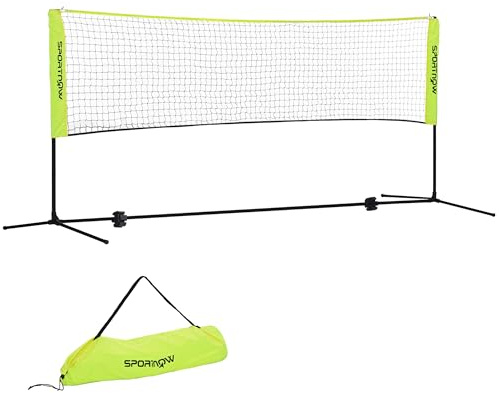 SPORTNOW 3(m) Badminton Net, Foldable Height Adjustable Outdoor Sports Net with Carry Bag, for Tennis, Badminton, Pickleball, Volleyball, Black and Yellow