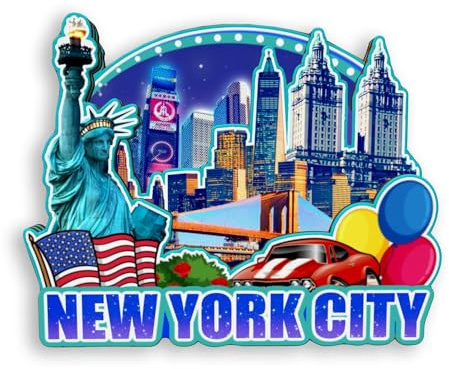Quwsne Magnete da frigorifero New York City New York USA magnete da frigorifero souvenir da viaggio città regali turistici 3D classici punti di riferimento artigianali fatti a mano decorazione della