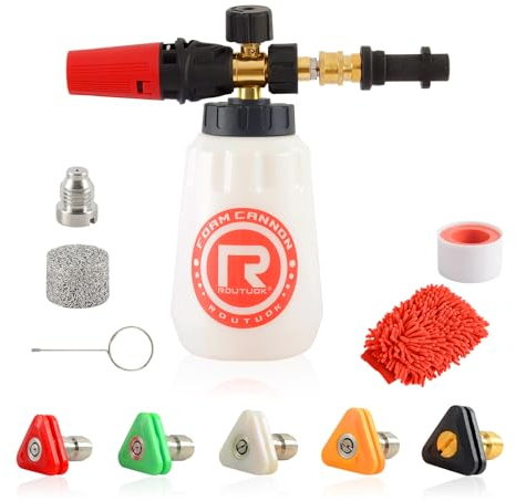 Rdutuok Cañón de espuma de espuma de nieve para lavadora a presión Karcher K Series K2 K3 K4 K5 K6 K7, dispensador de jabón de espuma de 1 litro, boquilla de pulverización ajustable, accesorio de