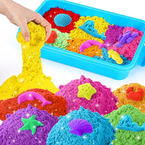 sikmcle Kit de Juego Sensorial para Niños - 8 lb (3.5kg) de 7 Colores, Incluye Caja de Actividades y Material Granulado para Moldear, para Niños y Niñas de 3 a 8 Años (Azul)