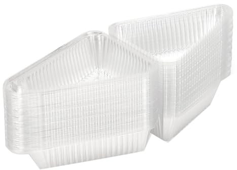 Qussedser 50 recipientes para tartas con tapa con bisagras, cajas desechables para rebanadas de tartas, recipientes individuales para tartas de queso, portadores de pasteles