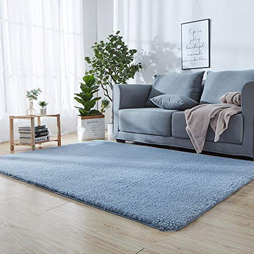 Tappeto in stile moderno a tinta unita, 130 x 160 cm, con morbido pelo spesso 3 cm, include 8 pezzi antiscivolo per una facile manutenzione in camera da letto, cameretta dei bambini, sala da pranzo
