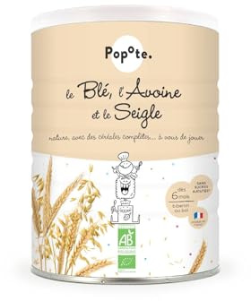 POPOTE - Céréales Blé, Avoine Seigle Bio Bébé 200g - Dès 6 Mois - Source Vitamine B1 - Biberon, Porridge Bebe - Texture Fine et Facile à Mélanger - Sans Sucres Ajoutés - Diversification Alimentaire