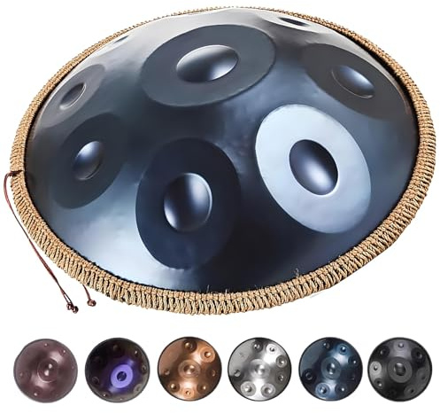22 Inch Steel Handpan Drum in D Minor – 9/10/12 Notes, 432Hz/440Hz Handpan Instrument for Adults Steel Hand Pan Drum for Meditation, Yoga, Sound Healing and Stage(Blue,440HZ/12Note)